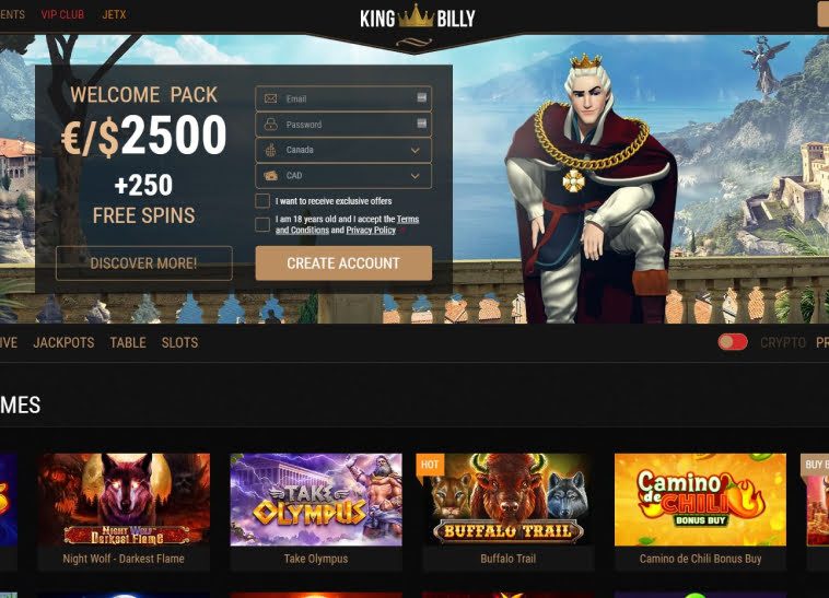 King Billy Casino Games